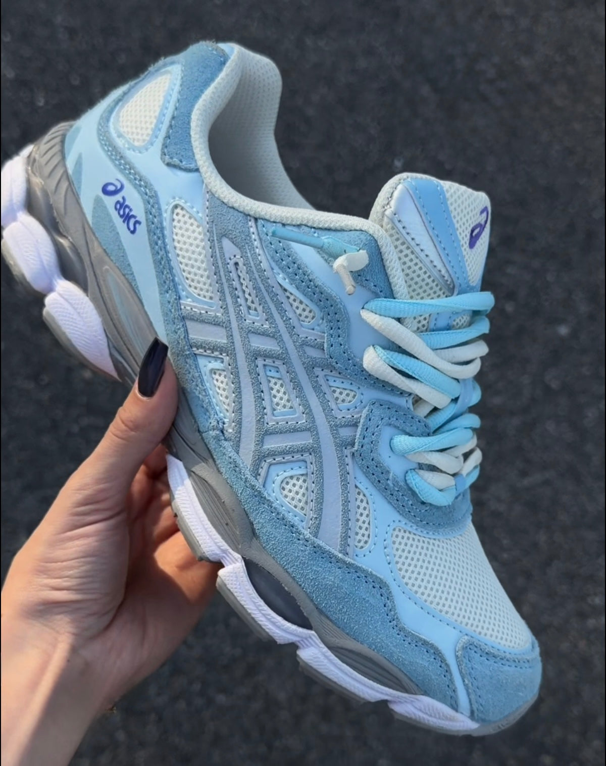 Asics GEL NYC artic sky- double laces